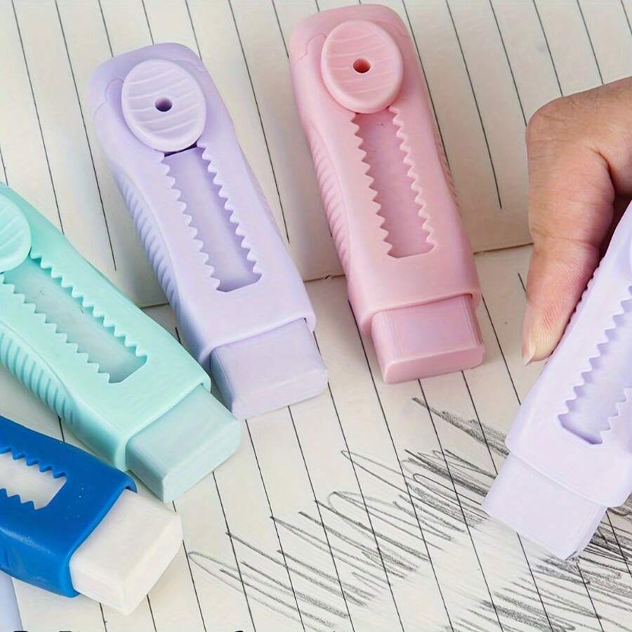 1pc Push-Pull Macaron Eraser For Art, Writing, And Drawing - Non-Abrasive, Easy-Glide School And Office Supplies Back To School