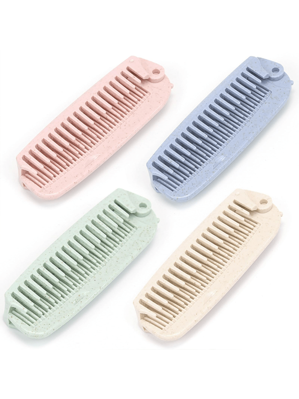 Set da 4 pezzi/Pettine intrecciato in erba di grano - Pettine portatile, pieghevole da tasca, Pettine da viaggio, Compatto e leggero, Pettine per il makeup: Portatile, adatto sia per uomo che per donna - Perfetto per viaggiare e uso quotidiano