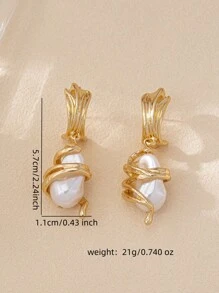 1 par de pendientes colgantes versátiles y elegantes con perlas de estilo francés retro para mujeres