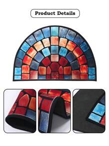 1Pc Semicircle Welcome Doormat, Creative Colorful Geometric Stone Flower Pattern Door Mat, Perfect For Outdoor, Camping, Living Room, Kitchen, Bathroom, Bedroom, Balcony Decor