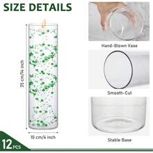 12-Pack 14-Inch Clear Glass Cylinder Vases - Elegant Home & Wedding Decor - 1 - View 2