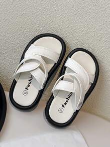 1 双儿童运动凉鞋，休闲软底男女款夏季沙滩拖鞋 - 白色 - 查看 7