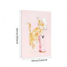 1 Framed Canvas Poster Fashion Kitten Pink Lady Hat And Pink Boots Wall Art Canvas Painting Bedroom Living Room Hallway Wall Art Wall Decor Ideal Gift For Room Decoration - Multicolor - View 9