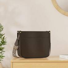 AUYOCO Vegan Leather Crossbody Bags Women, Crossbody Purse With Guitar Strap Zipped Pockets Handbag Shoulder Bag - New Black (một dây đeo) - Xem 3