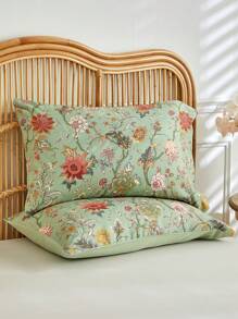 Juego de funda nórdica de 2/3 piezas con estampado de vid floral en poliéster, juego de ropa de cama pastoril simple y elegante, aplicable para todas las estaciones (1 funda nórdica + 1/2 fundas de almohada)