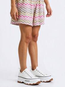 Platform Sneakers, Women's Lace Up Serrated Platform Canvas Bootie Sneakers - White - View 2