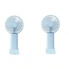 1 pieza Ventilador de triple hoja recargable por USB con soporte, se puede usar como soporte para teléfono/tableta, diseño lindo adecuado tanto para niños como para niñas. Regalo ideal para mujeres, perfecto para actividades al aire libre, playa, oficina, escuela, hogar [Ventilador de refrigeración de verano]