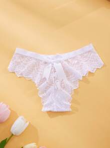 5pcs Ladies Sexy Lace Panties Mature Romantic Bowknot Women's Thongs Women's Breathable Lace Thongs Women Thongs Brozilian Panties Black Underwear Bikini Panties For Women Panty Set Lace Panties - Multicolor - View 3