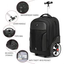 ¡RecomendadoMochila con ruedas, impermeable con ruedas, para negocios y viajes, mochila de transporte, mochila con ruedas, Negro L, 20IN, Bolsa de carrito de ruedas grande silenciosa de moda¡Top de Temporada - 1 - Ver 7