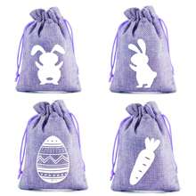 4/12pcs Easter Gift Bags With Drawstring, Easter Bunny Printed Gift Packaging Bags, Small Size Gift Bags In Multiple Colors - Multicolor - View 10