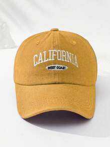 MAKEFGE 1pc Unisex Outdoor Casual Fashion CALIFORNIA Embroidery Washed UV Protection Adjustable Soft Baseball Cap, Suitable For Daily Matching Halloween