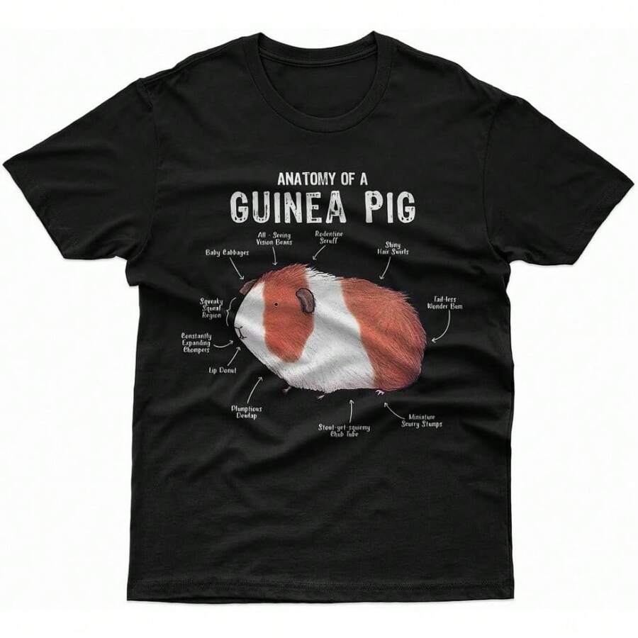 Anatomy Of A Guinea Pig T-Shirt, Guinea Pig Shirt, Guinea Pig Gift, Guinea Pig Drawing, Guinea Pig Funny Tee Shirts For Mens - Womens - Black, Small-4X-Large - default - View 1