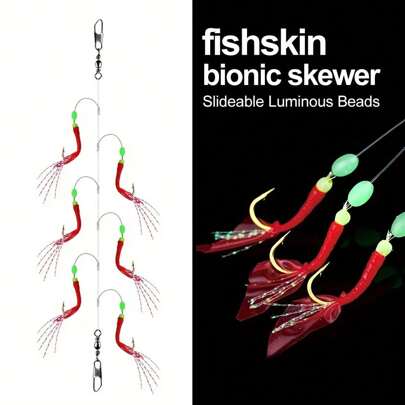1 Set Of Rigged Fishing Tackle, Rubber Coated Fishing Rigs, Bionic Bait Rig With Golden Beads Suitable For Catching Zander, Fishing Gear, Fishing Accessories