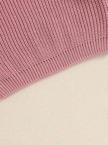 Ropa de invierno para niña, suéter básico liso con volantes, jersey para niño pequeño, suéter de color liso de manga larga y cuello redondo para recién nacidos. - Rosa - Ver 7