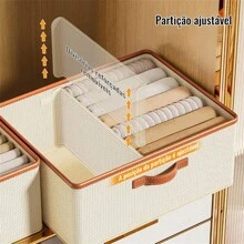 Large Multifunctional Foldable Wardrobe Organizer For Clothes And Pants With 2 Dividers - 米色 - 查看 4