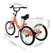 kangten 16-Inch Unisex 3-Wheel Single-Speed Multifunctional Bike With Basket - Light Orange - View 2