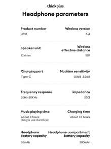 Auriculares Bluetooth Lenovo LP38, estilo intrauricular con calidad de sonido envolvente, audio direccional 5.4, micrófono para llamadas, deporte, carrera, música, juegos, larga duración de batería, aislamiento pasivo del ruido, inalámbrico para smartphones y tabletas - Blanco - Ver 9