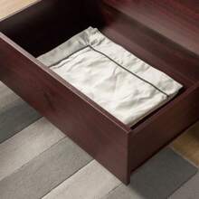 Cómoda de 5 cajones para el dormitorio, gabinete mueble de pecho para el hogar con manijas recortadas, almacenamiento tipo mueble para la vuelta al colegio en color caoba - Marrón - Ver 4