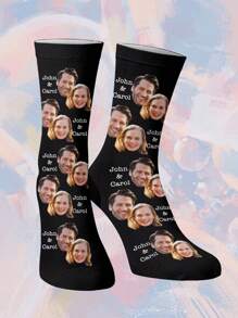 1pair Custom Put Any Face On Socks For Women, Personalized Photo Socks For Handsome Guys & Beautiful Girls, Interesting Customized Picture Couple High Crew Socks, Suitable For Valentine's Day, Birthday Gifts And Other Occasions,Funny,Crazy,Anime,Multicolor Socks - Multicolor - View 2