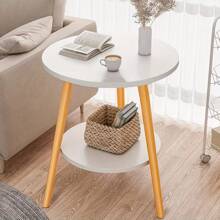 [2-Tier Space-Saving Coffee Table] Space-Saving 2-Tier Coffee Table - Modern Solid Wood Legs, Perfect For Small Spaces & Outdoor Use - White - View 3