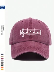 Stylish Musical Baseball Cap, Music Notes Printed Casual Trucker Hat, Unisex Hip Hop Guitar Party Sun Hat For Men And Women, Comfortable Breathable Adjustable Vintage Curved Brim Hat, Suitable For Daily Casual, Outdoor, Beach, Hunting, Fishing, Music Festival, Easter, Father's Day, Mother's Day And Friends, All-Season Accessory