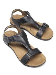 Women's Arch Support Flat Sandals T-Strap Orthopedic Sandals With Adjustable Hook And Loop Strap Simple Comfortable Summer Vacation Casual Beach Sandals Shoes - 灰色 - 查看 6