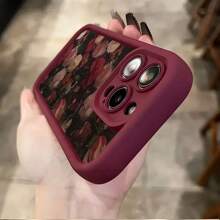 غطاء هاتف ذو نمط وردة برغندية حيوية ورومانسية للجوالات متوافق مع آيفون 16 برو ماكس، 15، 14 بلس، 13، 12، 11 وغيرها من الموديلات