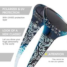 HYCHIC Gafas de sol polarizadas para mujer, gafas de sol envolventes con cristales de imitación y protección UV LS008 - Marco azul transparente*doble gris - Ver 4