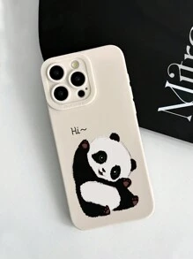 Minimalist Cute Panda Print Matte Phone Case, 360-Degree Full Protection, TPU Milky White Phone Case, Durable, Shock-Absorbing, Compatible With IPhone & Galaxy - Multicolor - View 2