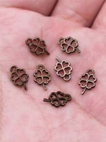 60 个/包 10x6 毫米幸运空心四叶草饰品适用于 DIY 珠宝制作 DIY 耳环、项链、手链、钥匙扣制作 - 古青銅色 - 查看 1