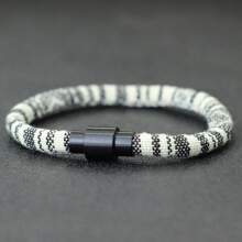 Pulsera de cuerda 2025 para hombres de 6 mm, brazalete de tejido bohemio negro para muñequera y joyería