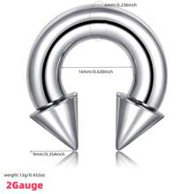 1 pieza Aro de nariz de gran tamaño de acero inoxidable, aro de septum de nariz, pendiente de hueso de la oreja, joyería multiusos de perforación corporal de múltiples dimensiones, disponible para hombres y mujeres, propósito especial, perforación a juego, cómodo de llevar