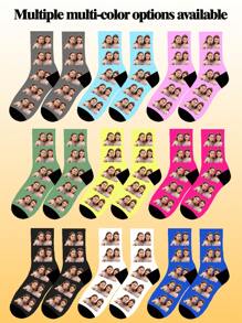 1 paire de chaussettes personnalisées avec portrait en gros plan d'enfants âgés de 1 à 16 ans, taille adulte moyenne, personnalisé, unique, photo personnalisée, animal de compagnie, frère, sœur, cadeau d'anniversaire