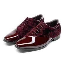 Men's Dress Shoes Classic Lace-Up Caden Glossy Velvet Formal Oxford For Business Dinners  Parties Cocktail Events Weddings  Valentine's Day Gifts - Burgundy - View 7
