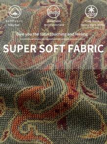 1条波西米亚风围巾，流苏发带，时尚复古佩斯利花纹头巾，休闲优雅防晒围巾披肩，适合日常佩戴和节日送礼 - 綠棕 - 查看 6