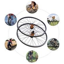 Rainaut 27.5" Golden Aluminum Alloy Mountain Bike Wheelset With Quick Release - Dual Six-Hole Disc Brakes, 441lbs Capacity, Easy Install, Mountain Bike Wheelset 69.9cm/27.5Inch, Aluminum Alloy Rim Disc Brake MTB Wheelset, Quick Release Front Rear Wheels Black Bike Wheels, Fit  Cassette Bicycle Wheelset - Black - View 4