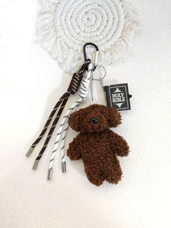 1 件女士狗毛绒尾巴吊坠尼龙绳包饰 DIY 绒球配饰冬季女士礼物