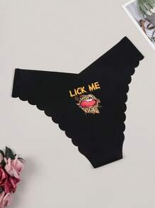 Culotte de bikini pour femmes, imprimé léopard sexy avec lettrage sur les lèvres, doux, respirant et confortable, polyvalent