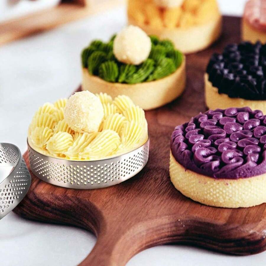 3/6/12/24pcs Stainless Steel Round Mousse Cake Rings, 3.15in(8cm), French Dessert Metal Cake Molds, Suitable For Mousse, Cheesecake, Muffin, Cake, Pie Baking