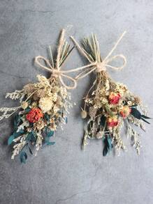 Mini Dried Flower Bouquet Set (6pcs), Small Vase Dried Flowers, Mini Small Bouquet, Photo Frame Decoration, Party Plate Decoration, Craft Dried Flowers