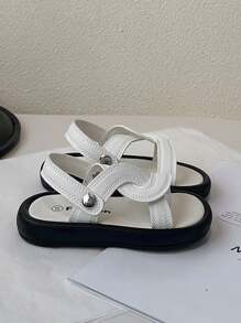 1 双儿童运动凉鞋，休闲软底男女款夏季沙滩拖鞋 - 白色 - 查看 4