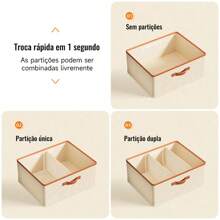 Large Multifunctional Foldable Wardrobe Organizer For Clothes And Pants With 2 Dividers - 米色 - 查看 8