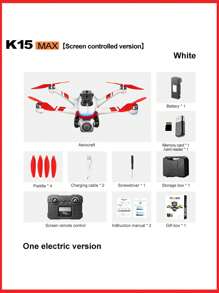 El nuevo dron K15 MAX con control remoto está equipado con un controlador remoto actualizado con pantalla, lo que permite la transmisión de imagen en alta definición en tiempo real. Es un quadcóptero para fotografía aérea, equipado con una cámara de alta definición - Blanco - Ver 12