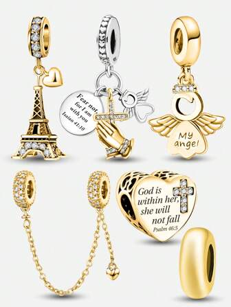 1Pc Fashionable Simple Glossy Spacer Beads For Women Bracelets Bangles DIY Jewelry Making And Daily Outfit Matching Jewelry Decoration For Girls