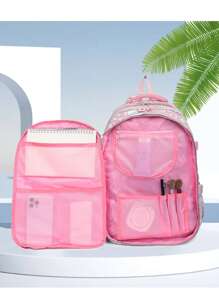 Mochila escolar genérica para meninas feminina infantil de grande capacidade impermeável resistente reforçada Impermeável Juvenil Bolsa Grande Abertura 180°