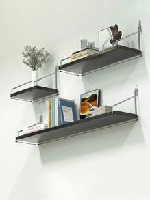 1pc Wall Shelf Rack Hanging Storage Unit No-Drill, Wooden Wall Mount Display Shelves, Bedroom Kitchen Organizer Room Decor