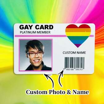 Custom Photo Gay/Lesbian Card, Custom Gay/Lesbian Lifetime Membership Card, LGBT Pride Card, Personalized Novelty Gay ID Card, Prank Rude Joke Friend Colleague Gift Idea, Joke Meme, Funny Gift,New Year Glamour