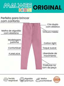 Malwee Kids Children's And Youth Leggings Without Flannel With Elastic Waistband In Malwee Cotton Back To School - 粉色 - 查看 2