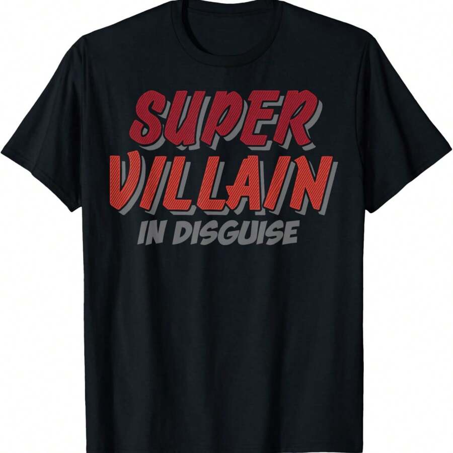 Super Villain In Disguise Comic Costume T-Shirt - Black - View 1