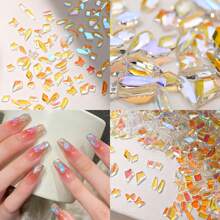 120 szt./worek kryształków Aurora do zdobienia paznokci, mieszane kryształki 3D ze szkła Ab Crystal, idealne do zdobienia paznokci, tworzenia biżuterii, rękodzieła, projektów DIY - niezbędne na Walentynki, ozdoby do zdobienia paznokci, artykuły do paznokci, ozdoby do paznokci